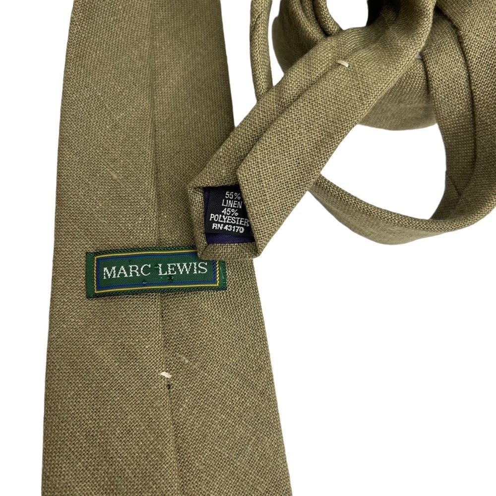 Vintage Marc Lewis Green Linen Twill Men's Neck Tie | Textured | 57" - Picture 3 of 3
